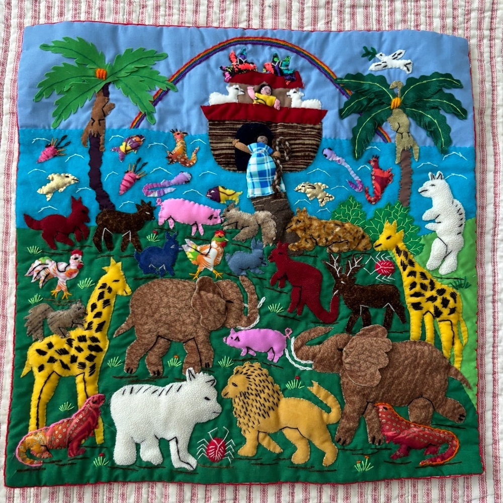 NWT Threads of Hope Noahs Arc Embroidered Pillow Sham